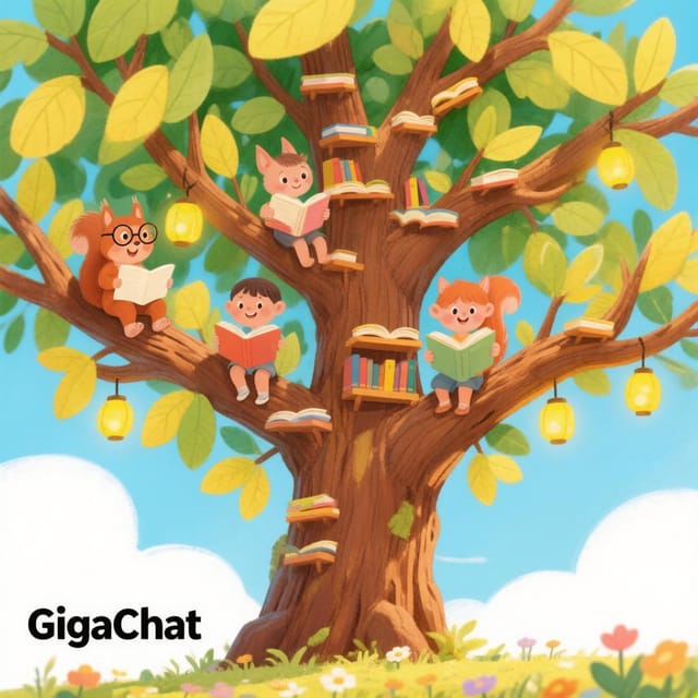 День чтения книги — открытка, нарисованная нейросетью GigaChat
