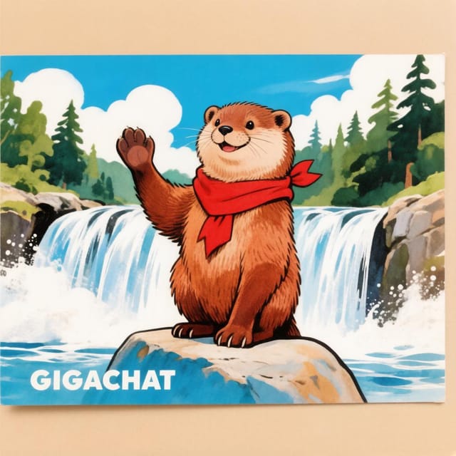 Всемирный день выдры — открытка, нарисованная нейросетью GigaChat