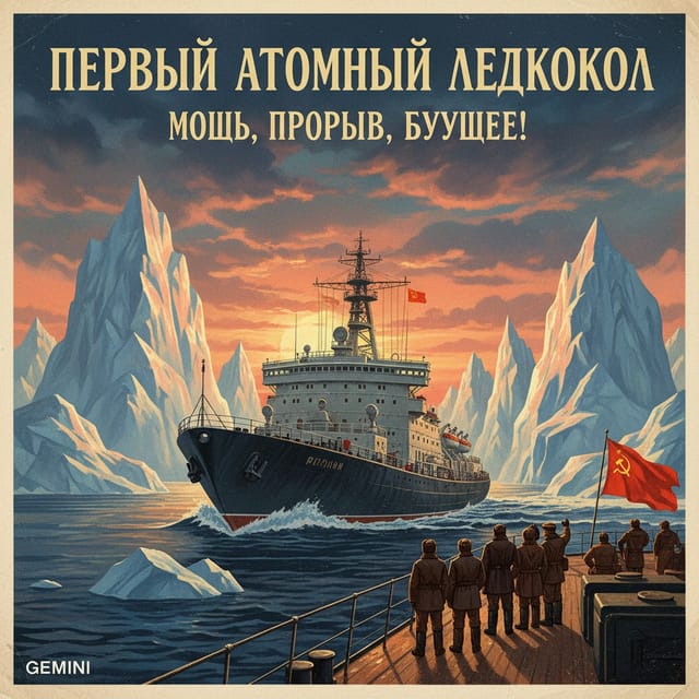 День атомного ледокольного флота России — открытка, нарисованная нейросетью Gemini