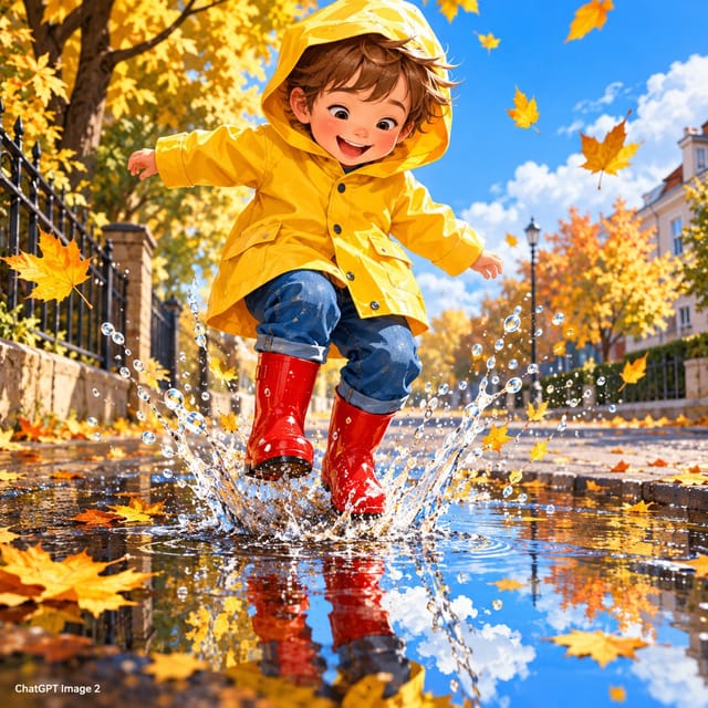 День отражений в лужах — открытка, нарисованная нейросетью ChatGPT