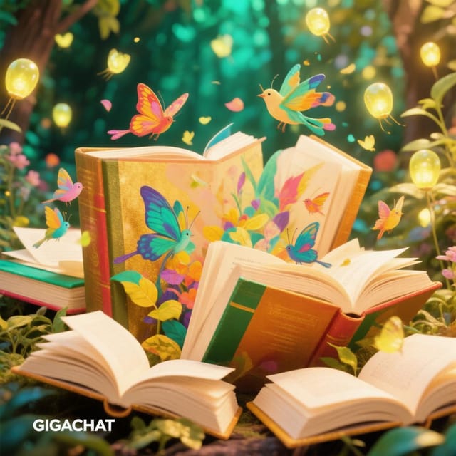 День вспоминания любимых книжек — открытка, нарисованная нейросетью GigaChat