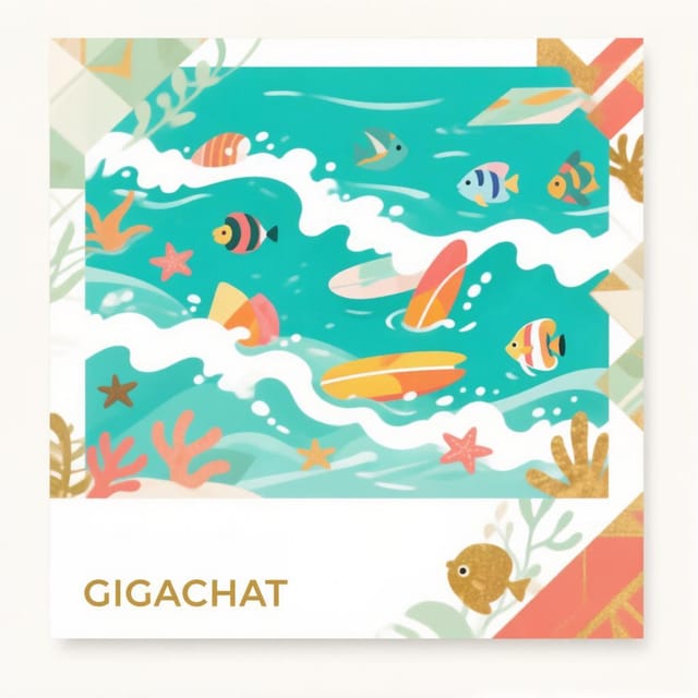 Международный день серфинга — открытка, нарисованная нейросетью GigaChat