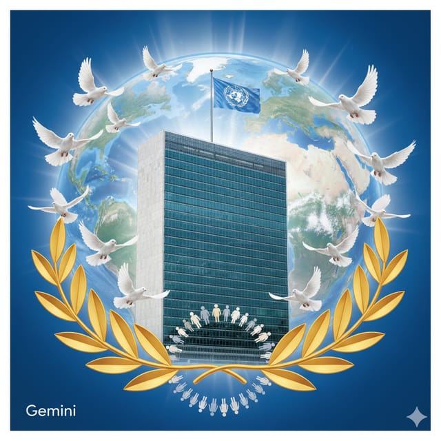 День Организации Объединенных Наций — открытка, нарисованная нейросетью Gemini