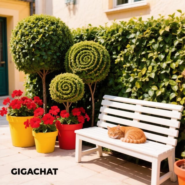Всемирный день топиари — открытка, нарисованная нейросетью GigaChat