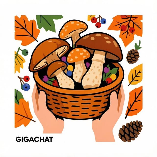 Всемирный день грибника — открытка, нарисованная нейросетью GigaChat