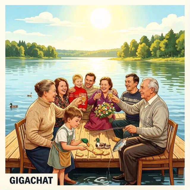 Всемирный день озер — открытка, нарисованная нейросетью GigaChat