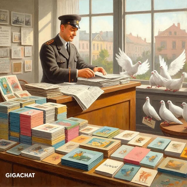 День отправки открыток друзьям — открытка, нарисованная нейросетью GigaChat