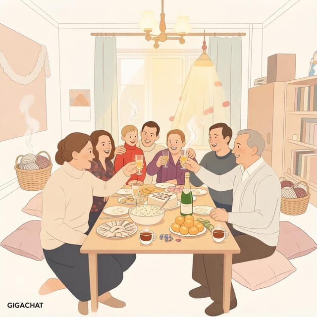 День сына и дочери — открытка, нарисованная нейросетью GigaChat
