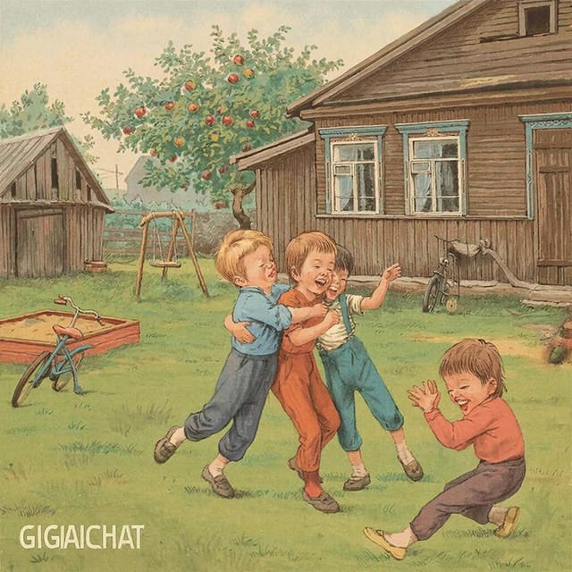 Международный день братьев и сестёр — открытка, нарисованная нейросетью GigaChat