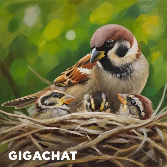 Всемирный день воробья — открытка, нарисованная нейросетью GigaChat
