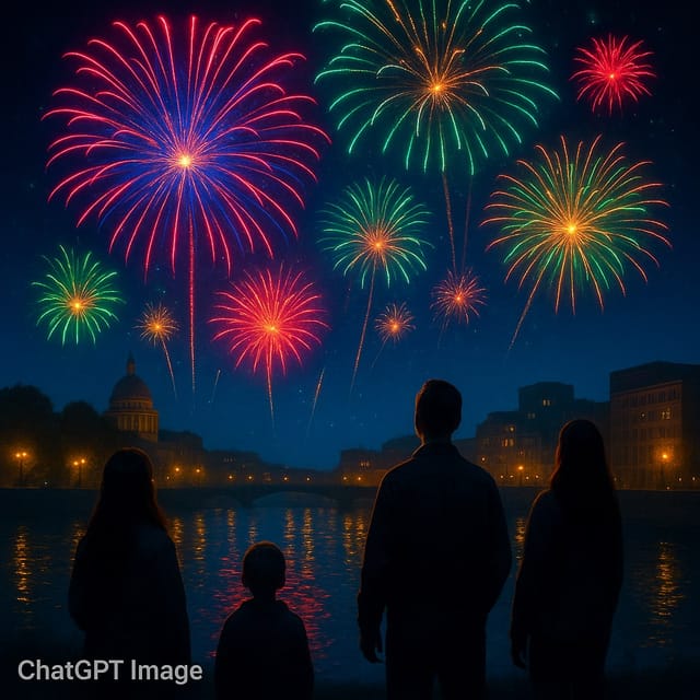 День фейерверков 🎆 — открытка, нарисованная нейросетью ChatGPT