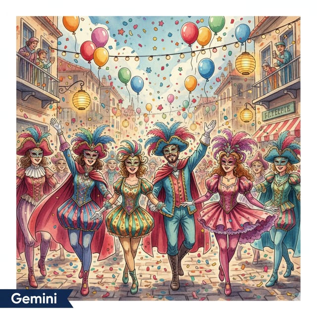 День карнавала чудес — открытка, нарисованная нейросетью Gemini