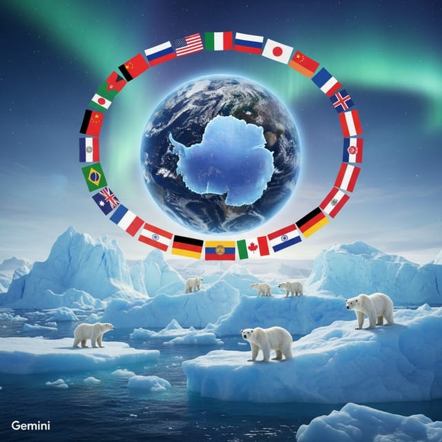 День Антарктиды 🐧 — открытка, нарисованная нейросетью Gemini