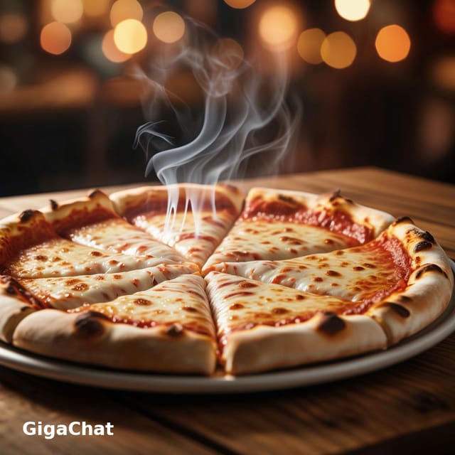 День сырной пиццы — открытка, нарисованная нейросетью GigaChat