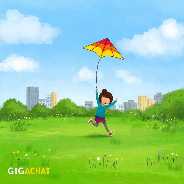 День прогулки по парку — открытка, нарисованная нейросетью GigaChat