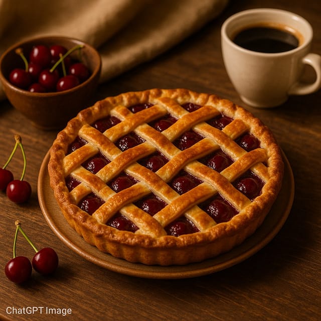 День вишнёвого пирога 🥧 — открытка, нарисованная нейросетью ChatGPT