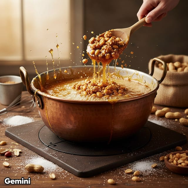День арахисового грильяжа — открытка, нарисованная нейросетью Gemini