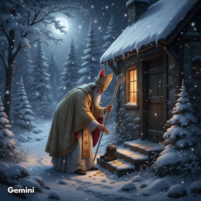 День Санты — открытка, нарисованная нейросетью Gemini