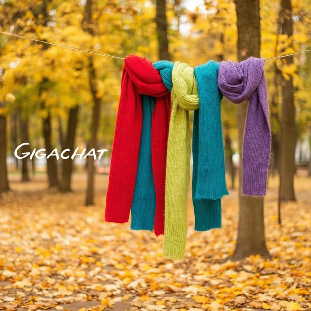 День длинных пестрых шарфов — открытка, нарисованная нейросетью GigaChat