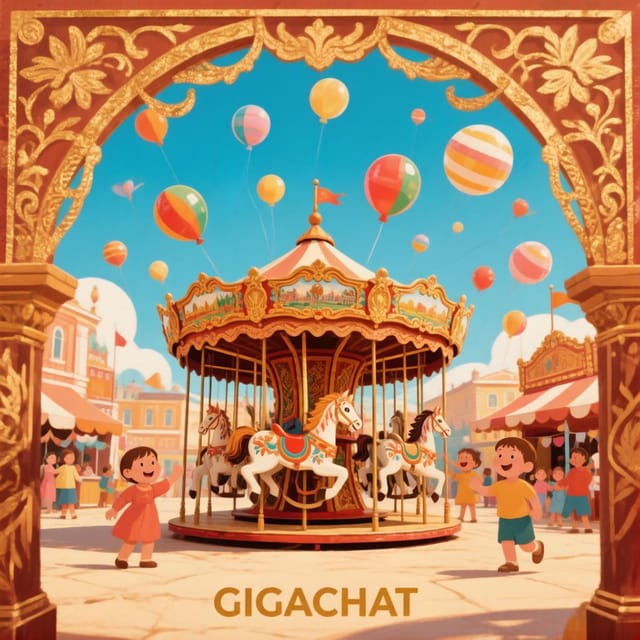 День карусельной лошадки — открытка, нарисованная нейросетью GigaChat