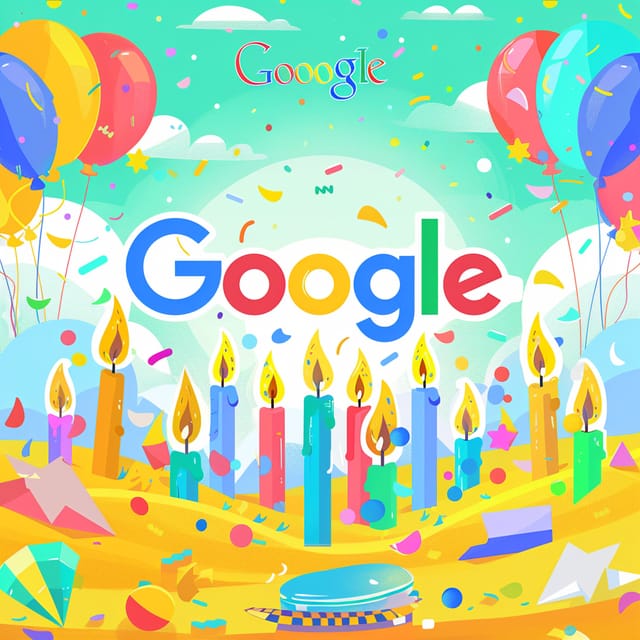 День рождения поисковой системы Google — открытка