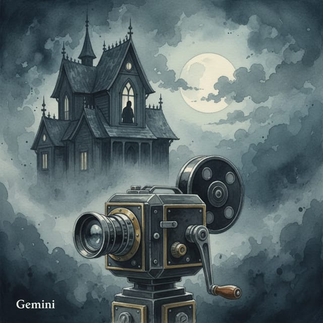 День Альфреда Хичкока — открытка, нарисованная нейросетью Gemini
