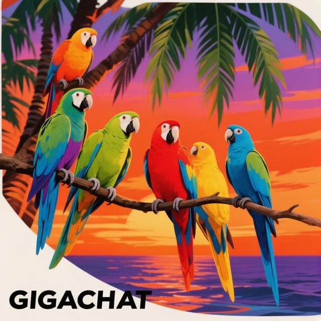 Всемирный день попугая — открытка, нарисованная нейросетью GigaChat