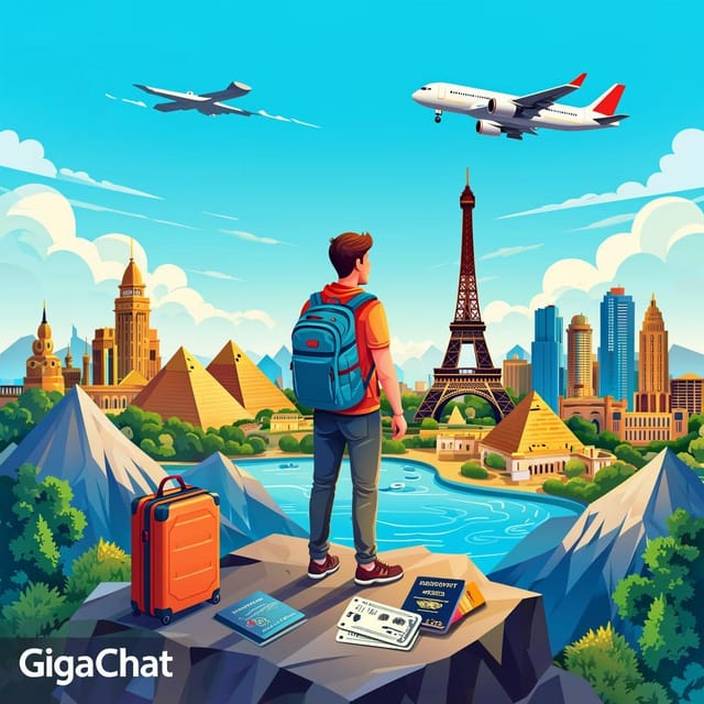 Всемирный день туризма — открытка, нарисованная нейросетью GigaChat
