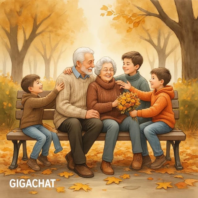 День бабушек и дедушек — открытка, нарисованная нейросетью GigaChat