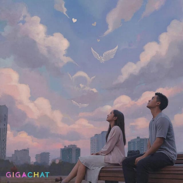 День рассматривания лиц в облаках — открытка, нарисованная нейросетью GigaChat