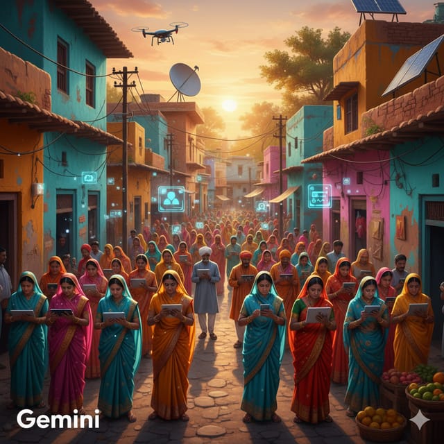 День цифрового общества в Индии — открытка, нарисованная нейросетью Gemini