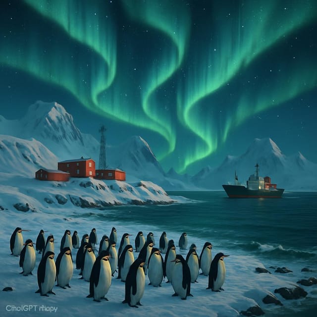 День Антарктиды 🐧 — открытка, нарисованная нейросетью ChatGPT