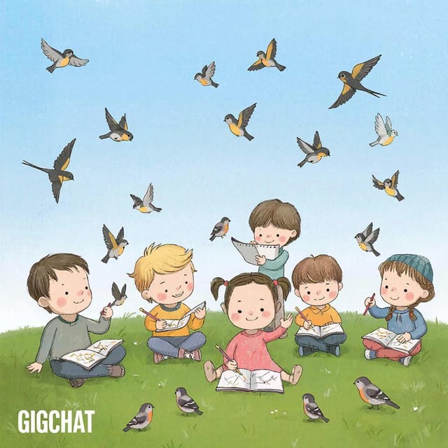 Международный день рисования птиц — открытка, нарисованная нейросетью GigaChat